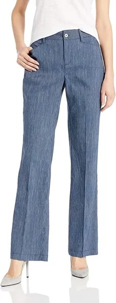 Джинсы NYDJ Not Your Daughters Jeans из денима шамбре с полосками цвета морской волны, широкие брюки 18