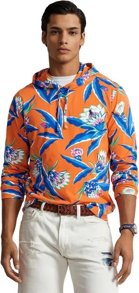 Рубашка-поло Floral Jersey Hooded Long Sleeve T-Shirt Polo Ralph Lauren, цвет Bonheur Floral/Orange