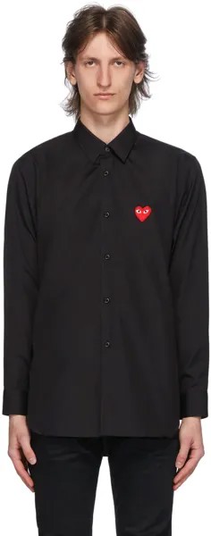 Черно-красная рубашка с нашивкой в ​​виде сердца Comme des Garçons Play