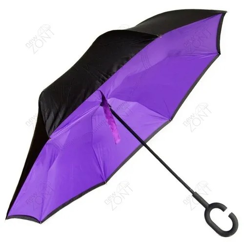 Умный Зонт наоборот / Антизонт, обратный зонт) Фиолетовый-Черный