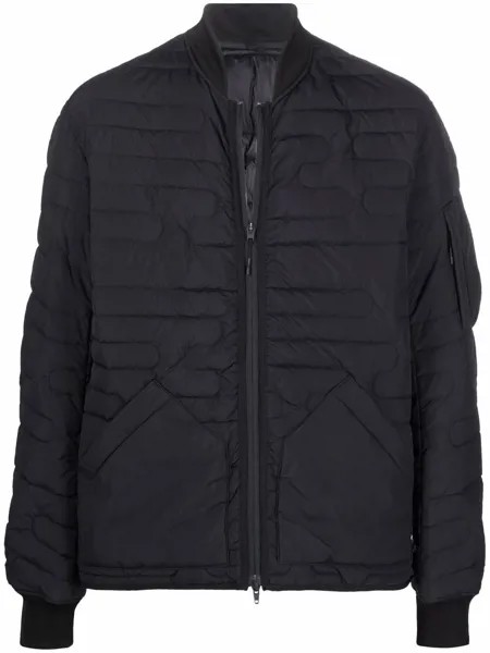 Y-3 logo-quilted zipped bomber jacket
