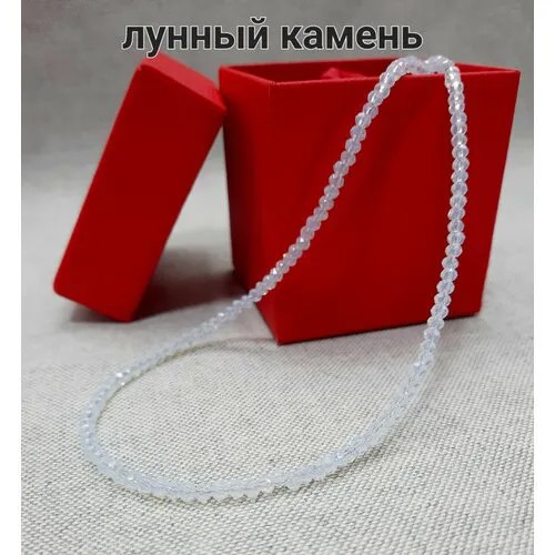 Бусы бусы из лунного камня, лунный камень, искусственный камень, длина 37 см, белый, голубой