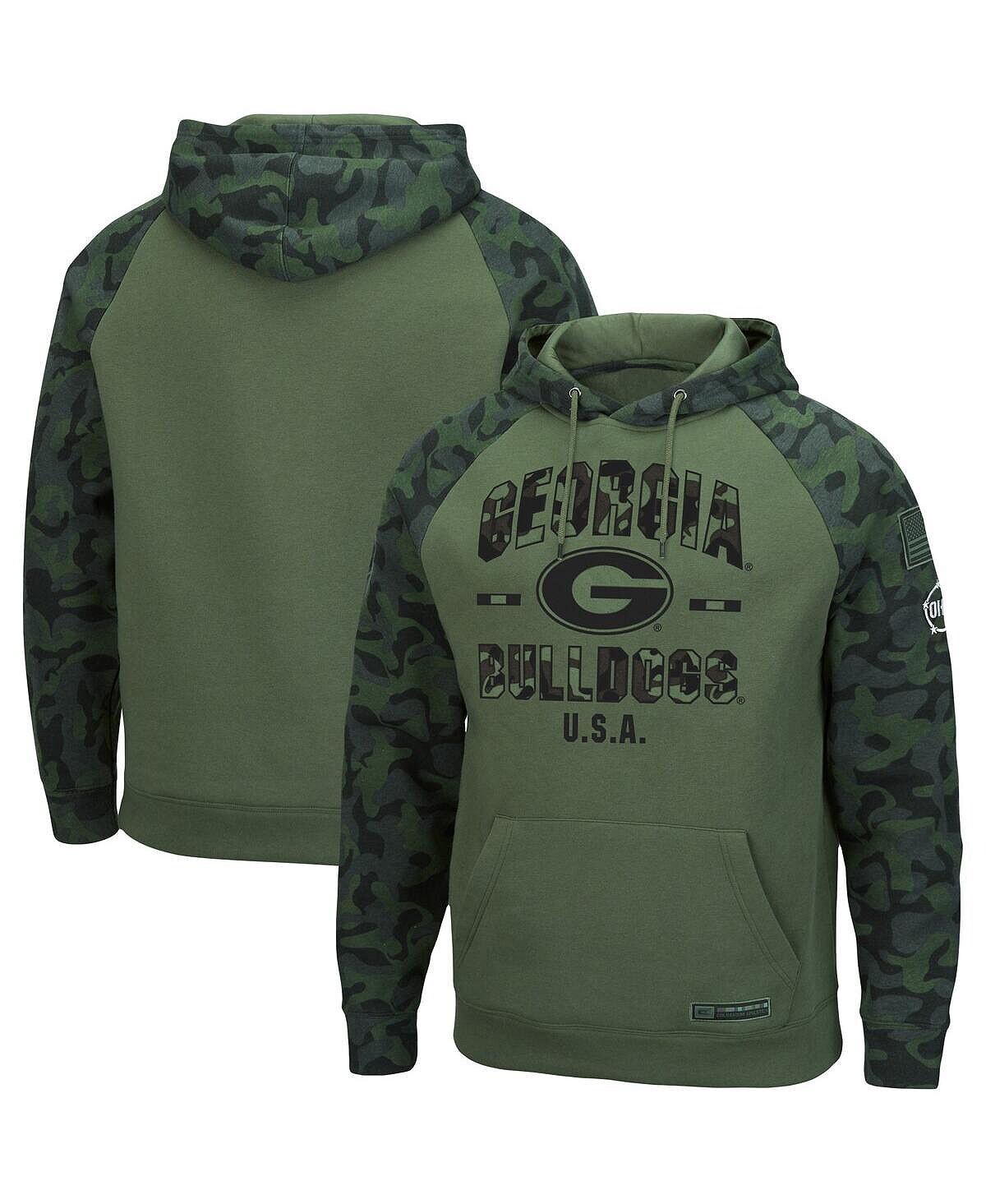 Мужской оливковый, камуфляжный пуловер с капюшоном Georgia Bulldogs OHT Military-Inspired Appreciation реглан Colosseum