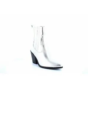 Женские серебряные ботинки челси AQUA Кожаные ботильоны без шнуровки с миндалевидным носком Ciao 5,5 м