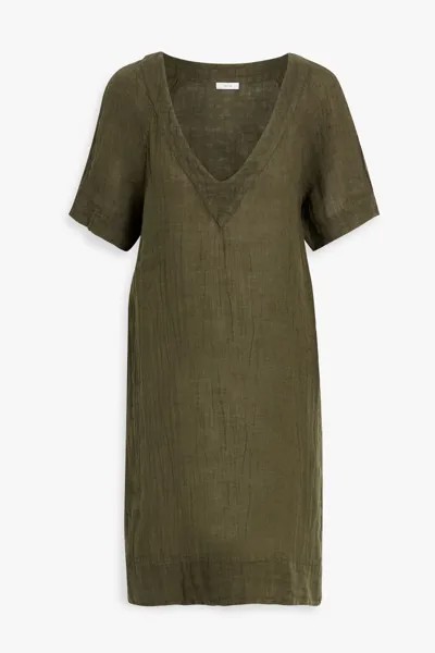 Льняное платье мини Ellen Iris & Ink, армейский зеленый