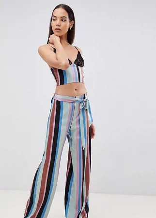 Майка в полоску и широкие брюки из атласа ASOS DESIGN Tall-Мульти