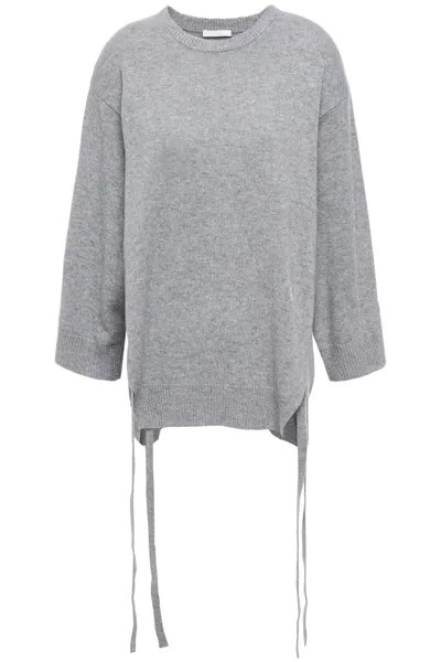 Меланжевый кашемировый свитер с разрезами по бокам Chloé, серый