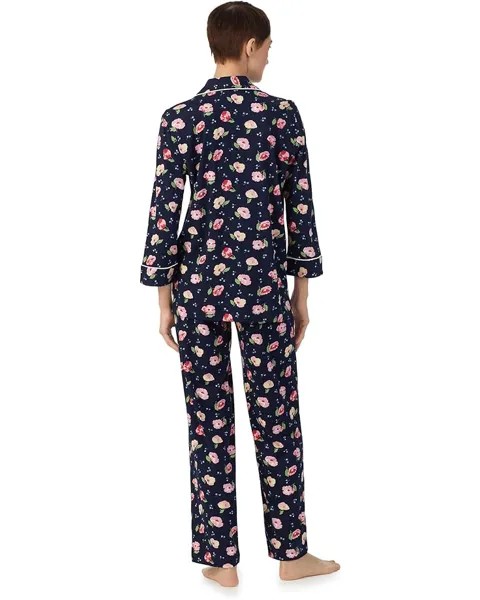 Пижамный комплект LAUREN Ralph Lauren Knit 3/4 Sleeve Notch Collar PJ Set, цвет Navy Floral