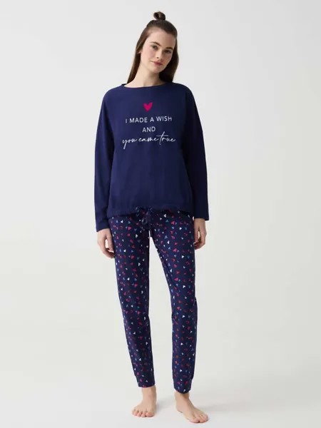Длинная пижама с принтом сердечек Ovs, цвет dark blue