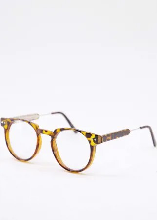 Круглые очки в стиле унисекс с черепаховой оправой и прозрачными стеклами Spitfire Teddy Boy-Коричневый цвет