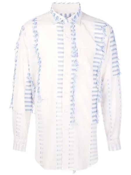 Engineered Garments полосатая рубашка с бахромой