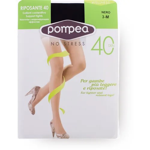 Колготки  Pompea Riposante, 40 den, с шортиками, матовые, размер 3, черный