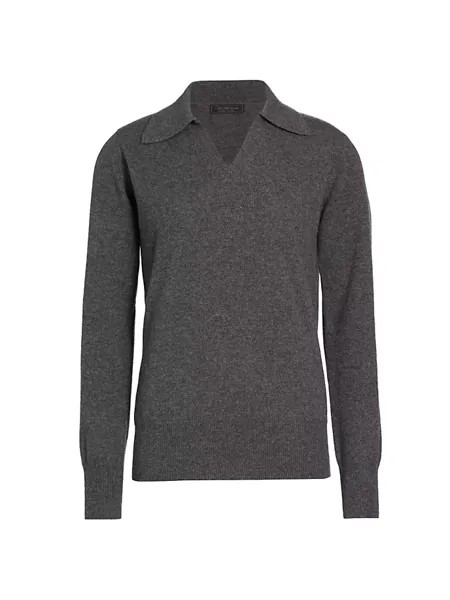 Кашемировый свитер-поло Saks Fifth Avenue, цвет titanium