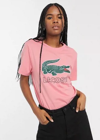 Футболка с логотипом в виде крокодила Lacoste-Розовый