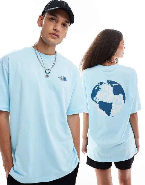 Футболка Oversize The North Face – Globe – Hellblau mit R cckenprint