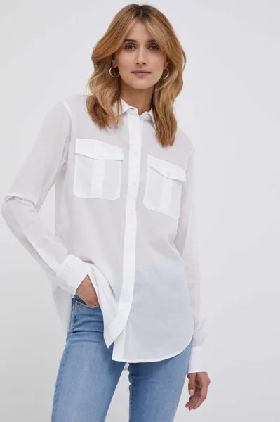 Хлопковая рубашка Lauren Ralph Lauren, белый