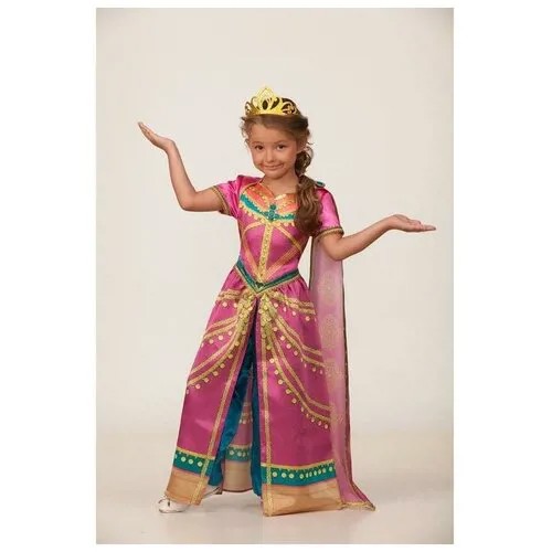 Карнавальный костюм «Жасмин», платье, корона, р. 28, рост 110 см