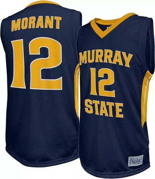 Оригинальная Мужская баскетбольная майка Murray State Racers Ja Morant #12 Retro Brand, ​​темно-синяя реплика