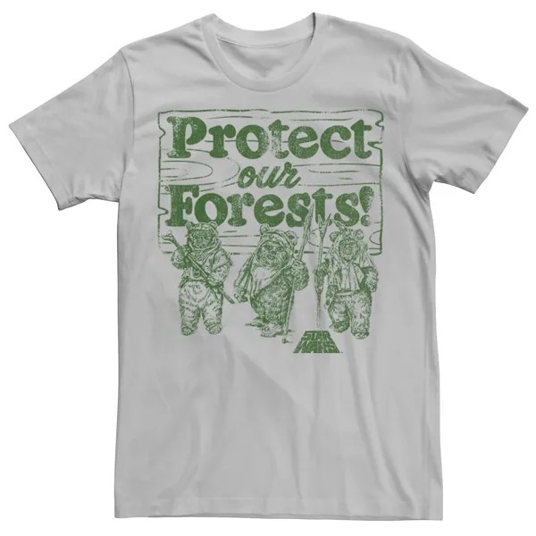 Мужская футболка «Звездные войны: эвоки защищают наш лес» Star Wars, серебристый