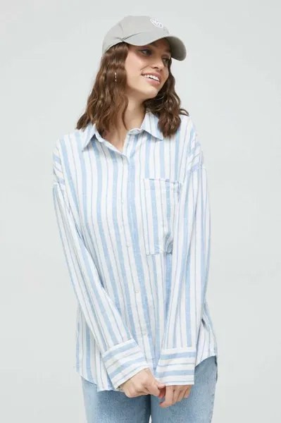 Льняная рубашка Abercrombie & Fitch, синий