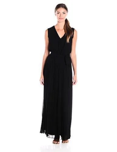 Jessica Simpson NWT Modern ЧЕРНОЕ Плиссированное шифоновое платье макси, размер 6