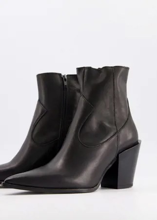 Черные кожаные сапоги в стиле вестерн с заостренным носком Depp-Черный