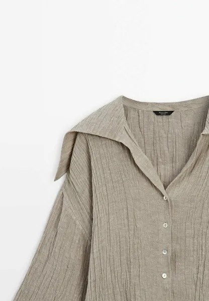 Рубашка Waffle With Sailor Collar Massimo Dutti, крапчатый бежевый