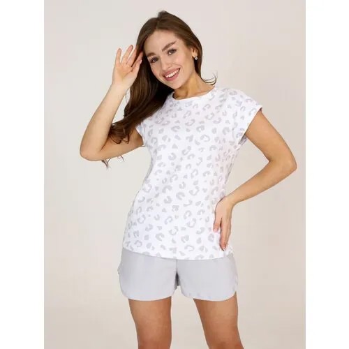 Пижама  LAP’Clo, размер 44, серый, белый