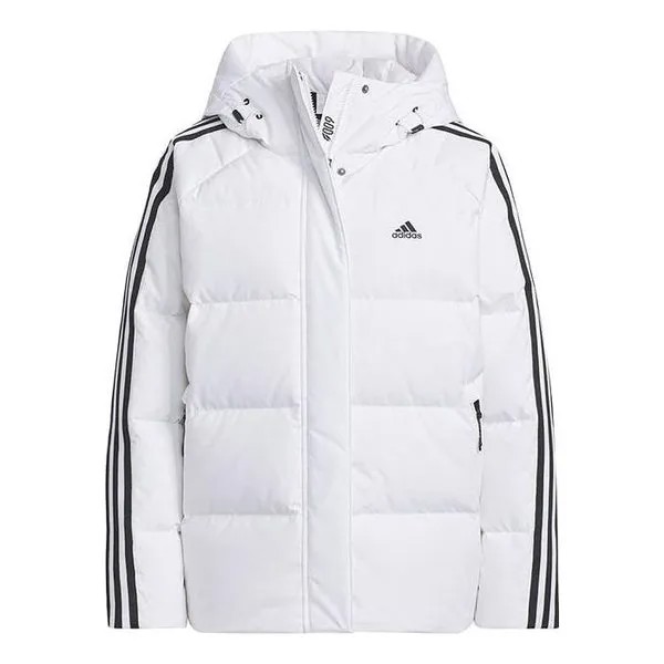Куртка три полоски пуховики Adidas, белый