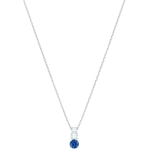 Колье SWAROVSKI, кристаллы Swarovski, длина 38 см, синий, серебряный