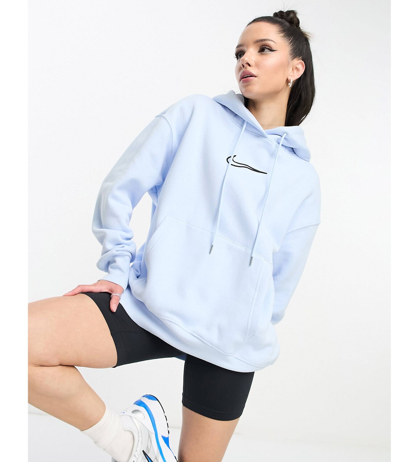 Худи синего цвета с капюшоном из флиса Nike Midi Swoosh с изображением феникса