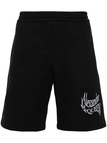 Alexander McQueen спортивные шорты с вышитым логотипом, черный