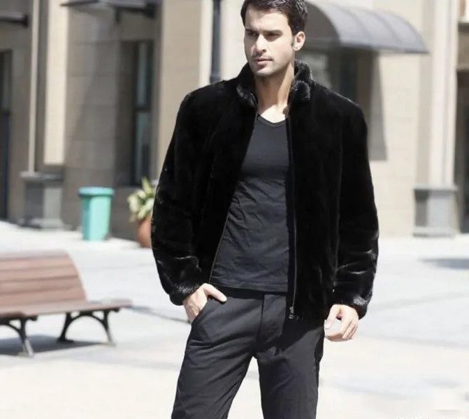 Зимние мужские шубы из искусственного меха, утолщенное теплое пальто, мужские норковые кожаные куртки и пальто, masculino chaqueta hombre, черные
