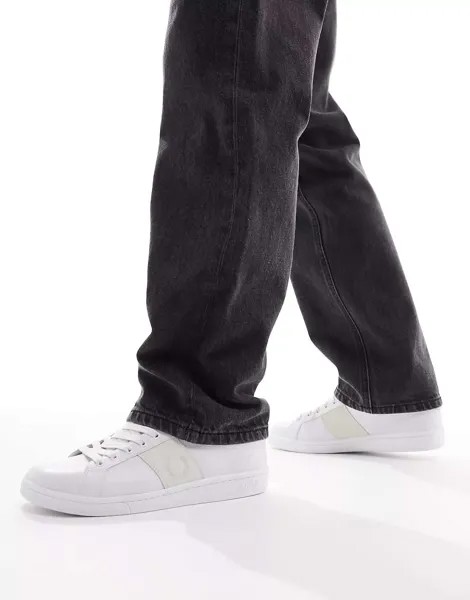 Белые кожаные кроссовки с логотипом Fred Perry