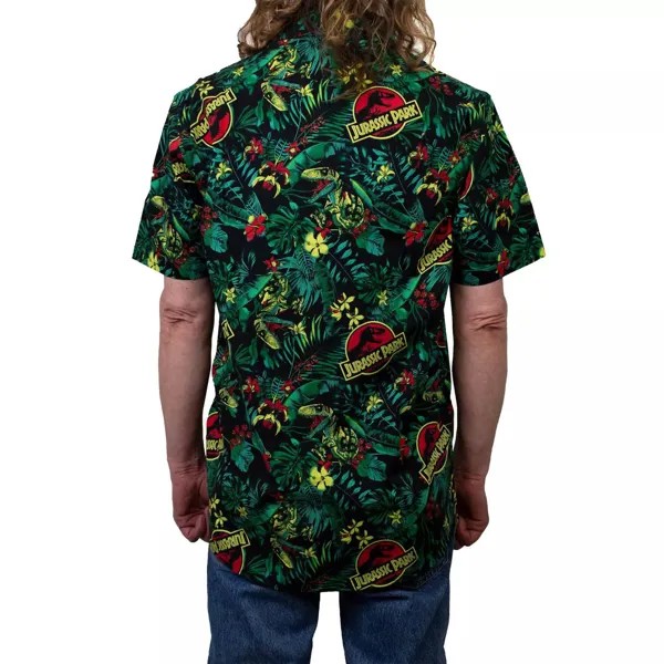 Мужская рубашка с рисунком на пуговицах и рисунком тропического хищника с логотипом Парка Юрского периода Licensed Character