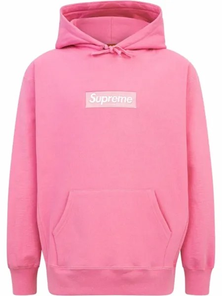 Supreme худи с логотипом, розовый