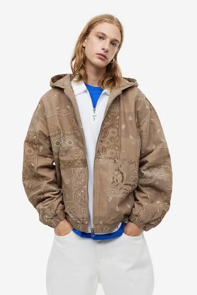Холщовая куртка свободного кроя с капюшоном H&M