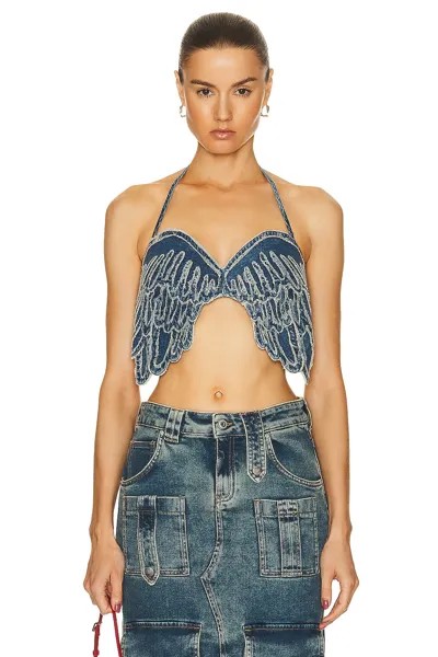 Топ Blumarine Halter Denim, цвет Allure