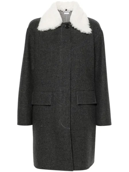 Thom Browne пальто с контрастным воротником, серый