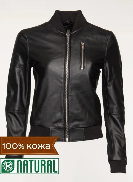 Кожаная куртка женская Каляев 41321 черная 42 RU