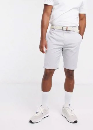 Серые шорты в полоску с ремнем Burton Menswear-Серый