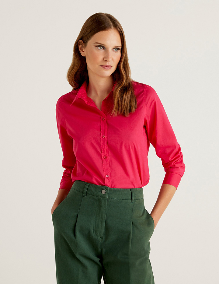 Рубашка женская United Colors of Benetton 21A_5CQY5QC13 розовая S