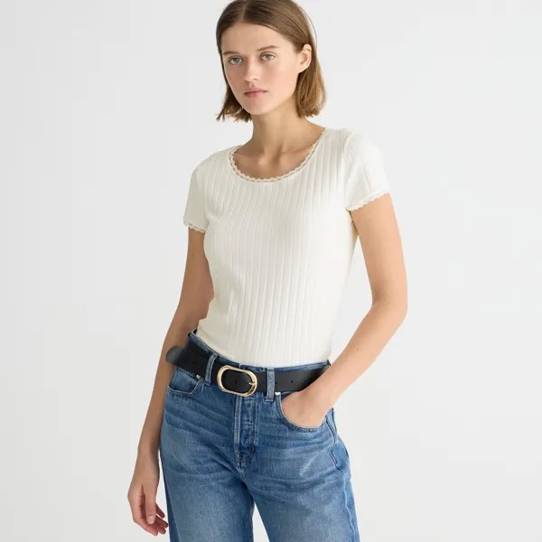 Футболка с коротким рукавом Pointelle J.Crew, белый