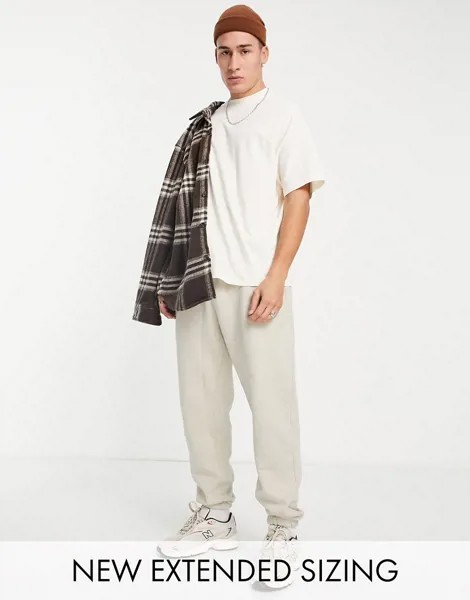 Бежевая oversize-футболка с круглым вырезом ASOS DESIGN-Светло-бежевый цвет