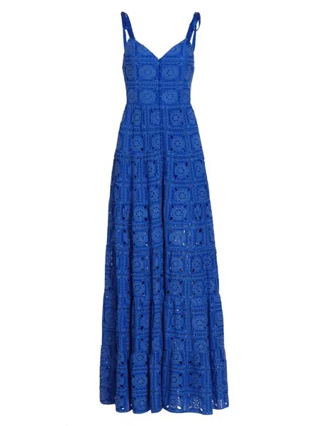 Платье макси без рукавов с люверсами Shanti Alice + Olivia, сапфировый