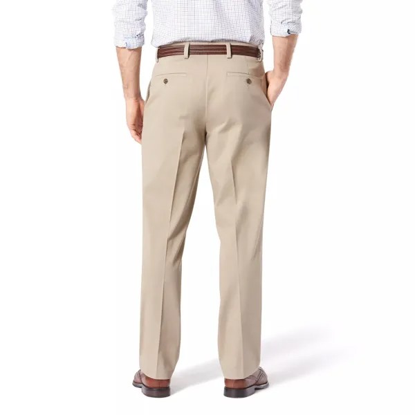 Мужские брюки Dockers Stretch Easy цвета хаки свободного кроя с плоской передней частью