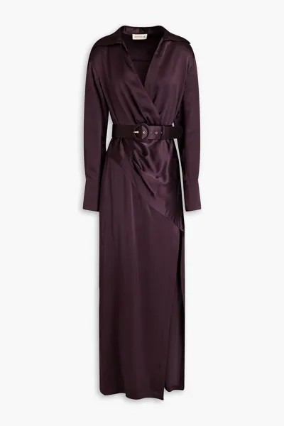 Платье Electra из шелкового атласа с запахом NICHOLAS, виноградный