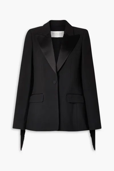 Креповый пиджак с атласной отделкой и бахромой MICHAEL KORS COLLECTION, черный