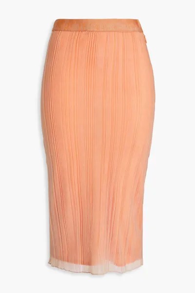 Юбка миди в рубчик Hervé Léger, пастельно-оранжевый