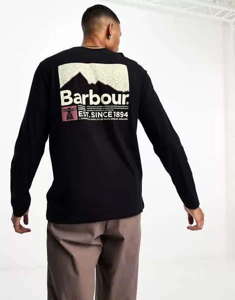 Черная футболка с длинными рукавами и принтом на спине Barbour Beacon Fairhill